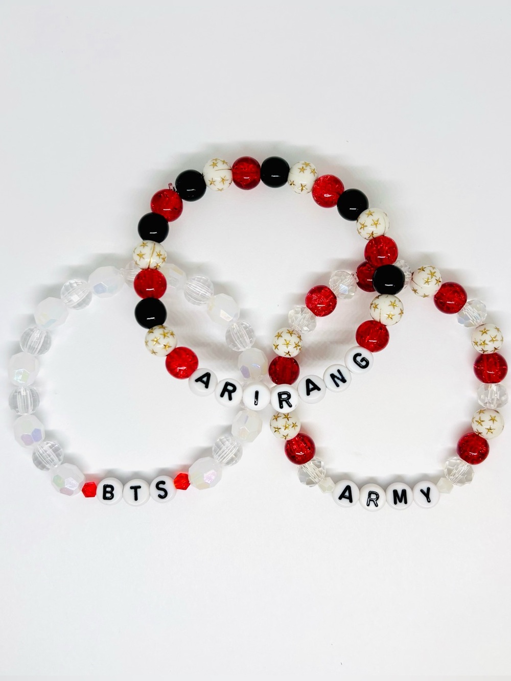 (3pcs) BTS ARIRANG RED BLACK WHITE GOLD BRACELET BUNDLE
